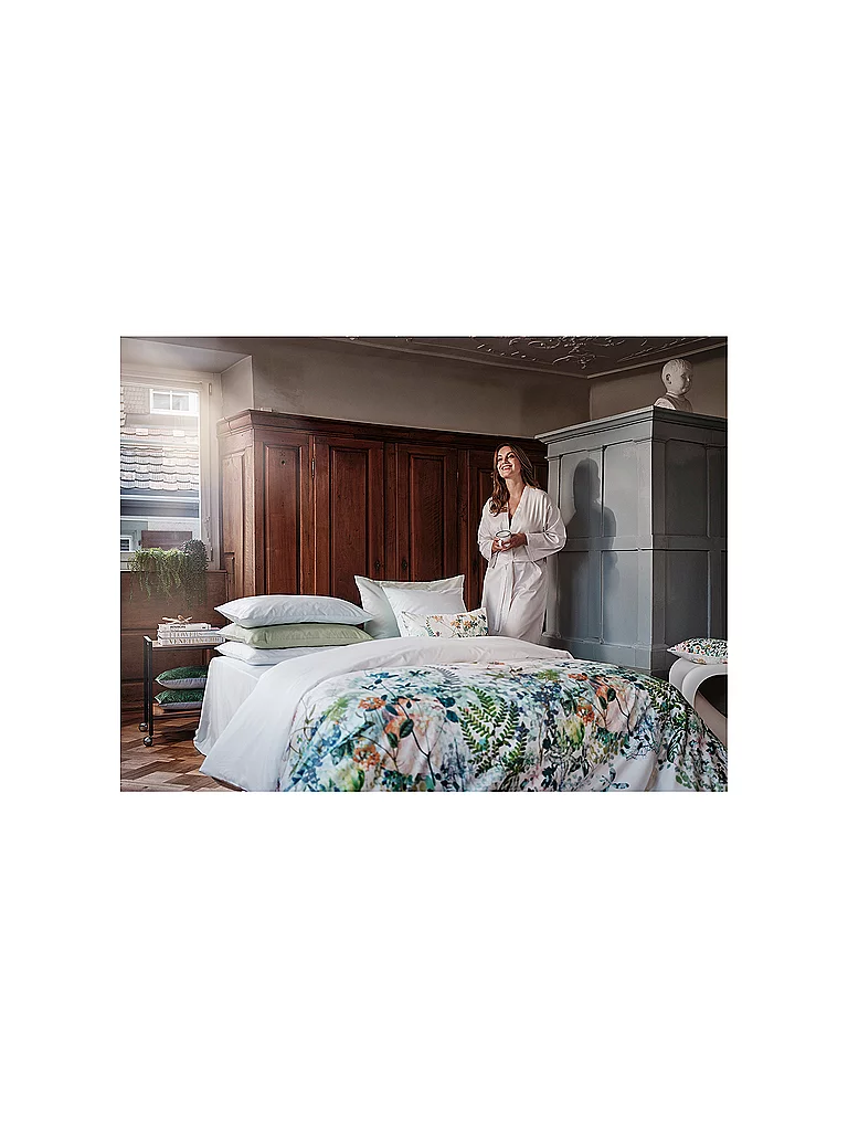 CHRISTIAN FISCHBACHER Housse de couette en satin SPRING BREEZE 140x200cm Blanc/Fleurs blanc